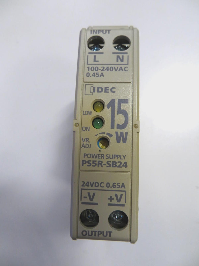 IDEC PS5R-SB24 Power Supply(24 VDC 0.65A 15W/ 100-240 VAC 0.45A 50/60Hz)