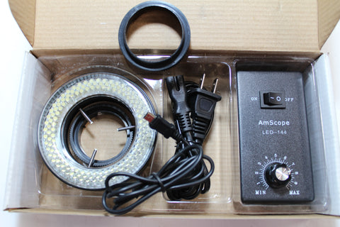 AmScope LED-144 Microscope Ring Light w/ Adapter