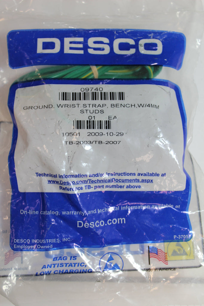 Desco 09740 Ground, Wrist Strap, Bench, W/4mm Studs